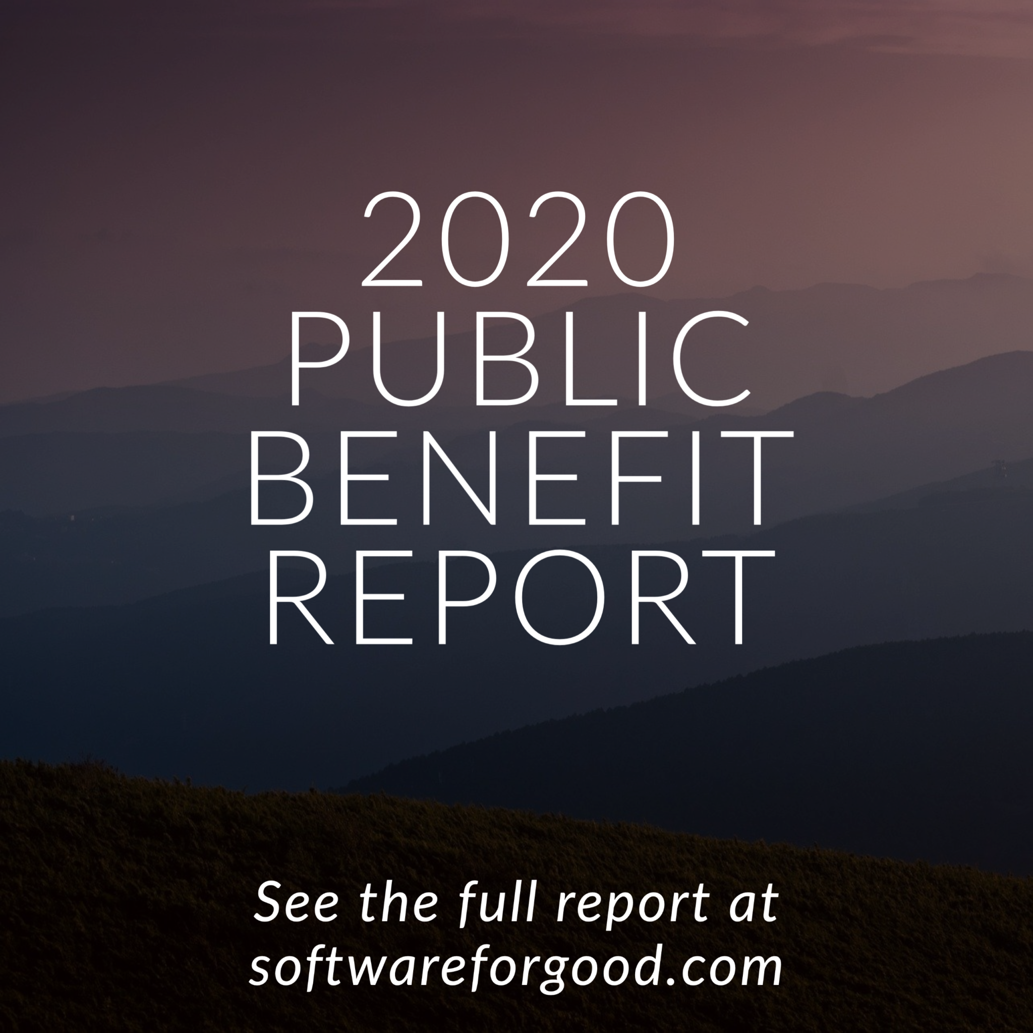 2020 Public Benefit Report. See the full report at softwareforgood.com.
