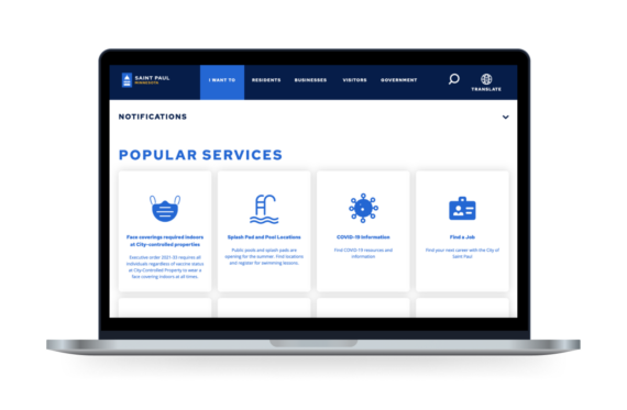 The City of St. Paul website displayed on a laptop