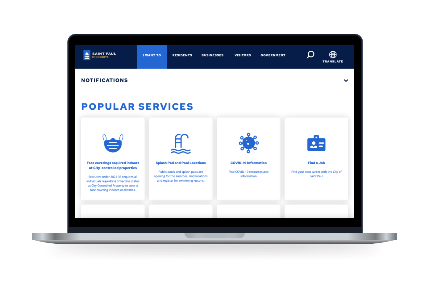 The City of St. Paul website displayed on a laptop