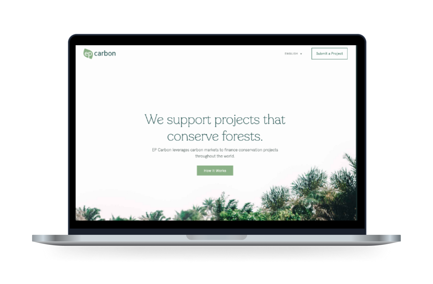 The EPCarbon website displayed on a laptop