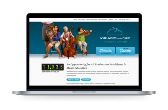 The Instruments in the Cloud website displayed on a laptop