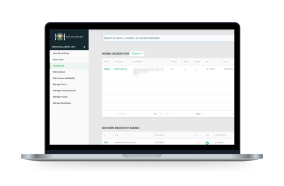 The Second Harvest Food Bank App displayed on a laptop